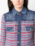 panelled tweed denim mini dress